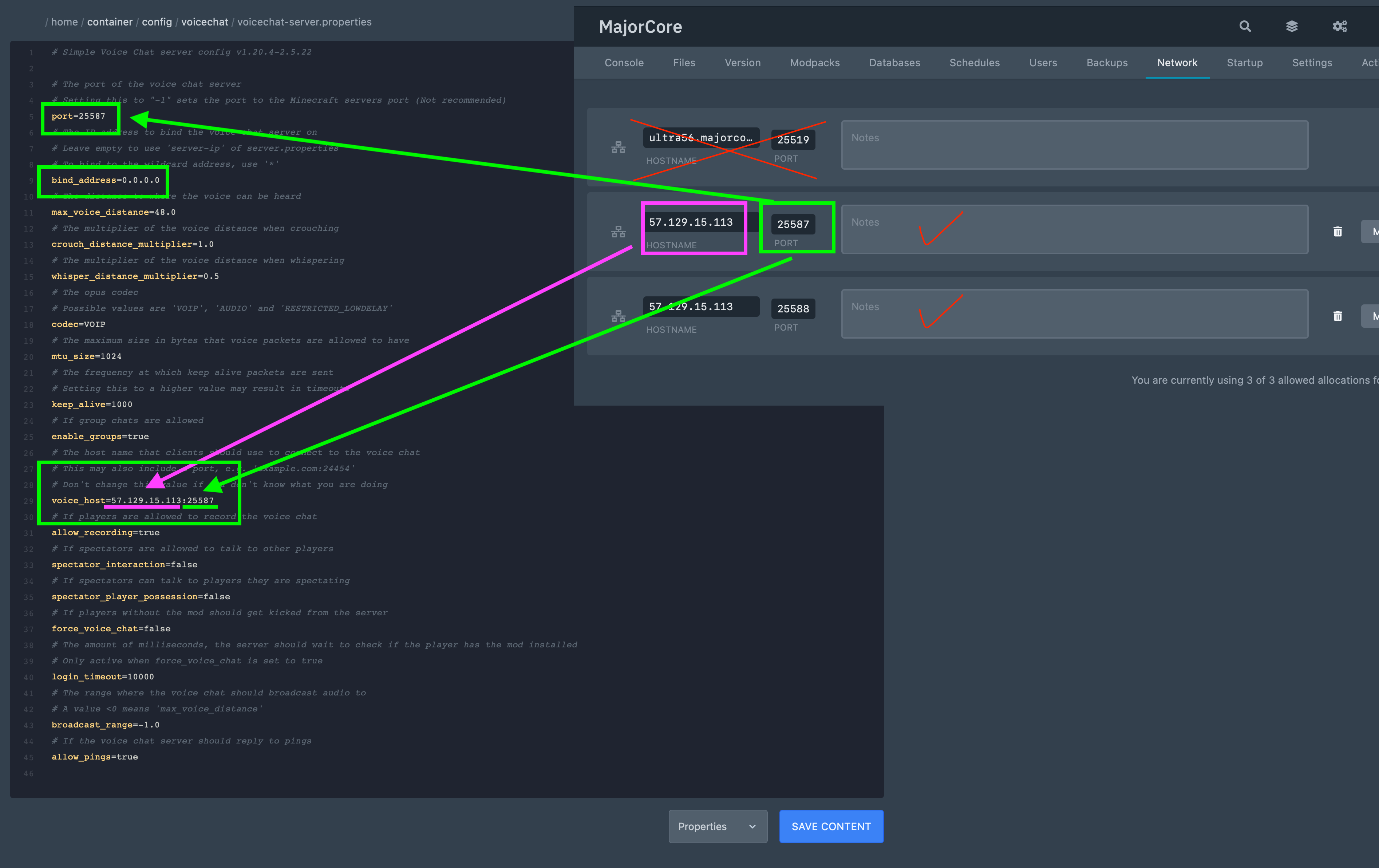 Example configuration